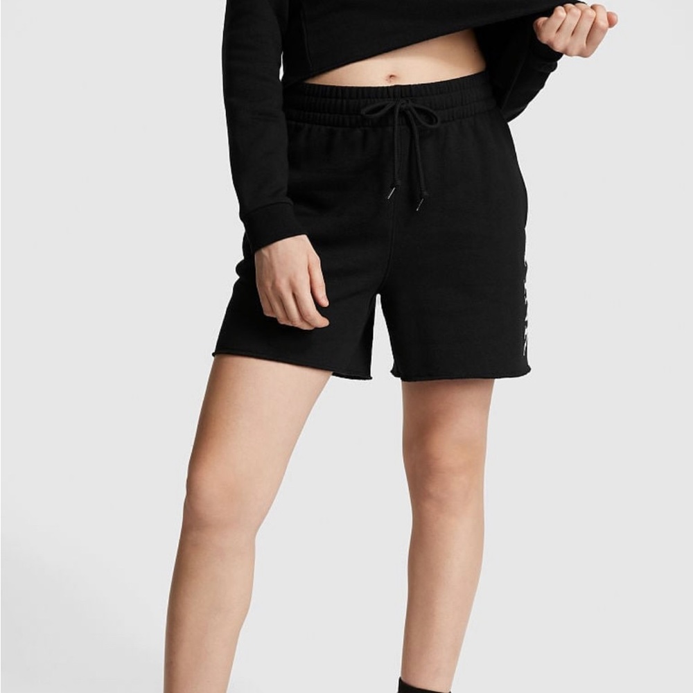 VS PINK fleece knit sweat short Dad black sz medium athletic lounge